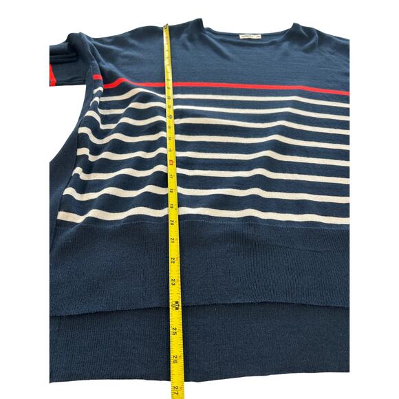 MERSEA Armour Sweater Navy Scarlet Stripes Heart Patch Elbows One Size - Picture 7 of 7